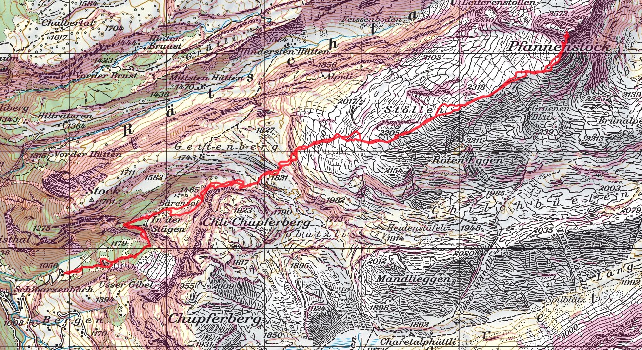 Zu Beginn eine Übersicht auf die Route. Auf meinen Bergtouren arbeite ich mit dem GPS Satmap Active 12 mit Swisstopo Skitouren Routen. Erhältlich beim (www.trailshop.ch) in Küssnacht am Rigi.